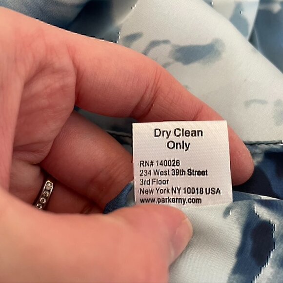 PARKER Nika Keyhole Dress Blue Floral Black Trim Sleeveless SILK Mini Fit Flare - Picture 7 of 12